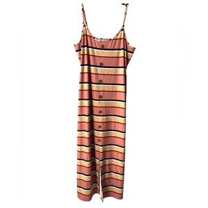 No Boundaries Striped Button Front Midi Dress - Size XL (15–17)